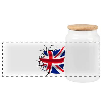 Bandera de Reino Unido - Vereinigtes Königreich - Flagge - Panorama Keksdose mit Holzdeckel - Weiß - Vorne