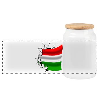 Flag of Hungary - Hungary - Flag Broken Design - Panoramic Cookie Jar with Wooden Lid - white - Front