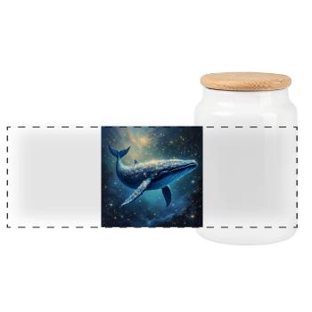 Power Animal Galactic Whale - Panoramic Cookie Jar with Wooden Lid - white - Front