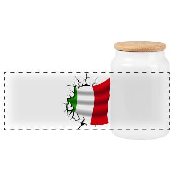Flag of Italy - Italy - Flag Broken Design - Panoramic Cookie Jar with Wooden Lid - white - Front