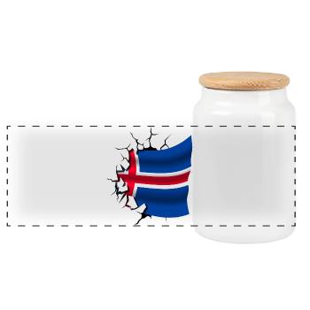 Drapeau de l’Islande - Islande - Drapeau Broken Design - Boîte à biscuits avec couvercle en bois - blanc - Devant