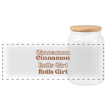 Cinnamon Rolls Girl - Panoramic Cookie Jar with Wooden Lid - white - Front