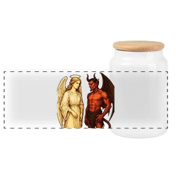 Ange céleste vs démone ardent Illustration - Boîte à biscuits avec couvercle en bois - blanc - Devant