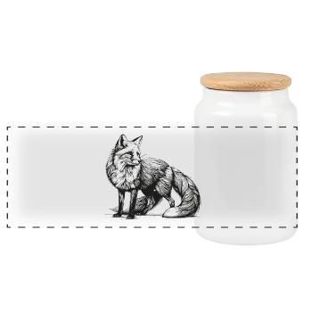 Fox – Ranger - Panoramic Cookie Jar with Wooden Lid - white - Front