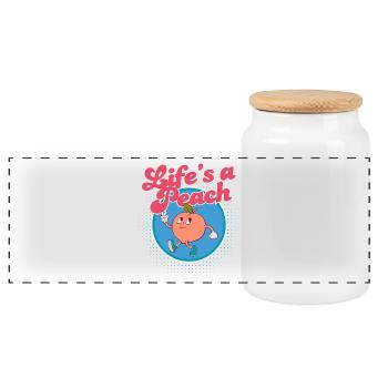 Life's a Peach - Panoramic Cookie Jar with Wooden Lid - white - Front