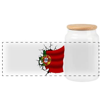 Flagge von Portugal - Portugal - Flagge Broken Design - Panorama Keksdose mit Holzdeckel - Weiß - Vorne
