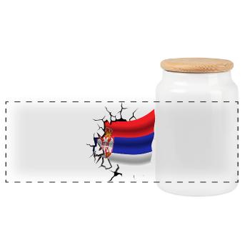 Drapeau de la Serbie - Serbe - Drapeau Broken Design - Boîte à biscuits avec couvercle en bois - blanc - Devant