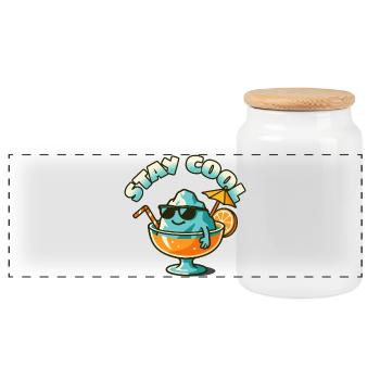 Stay Cool Isbjerg i Sommerglas - Panoramic Cookie Jar with Wooden Lid - white - Front