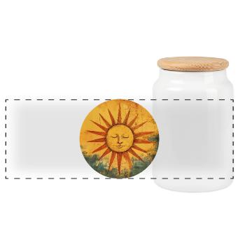 Sonne - Panorama Keksdose mit Holzdeckel - Weiß - Vorne