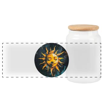 Sun - Panoramic Cookie Jar with Wooden Lid - white - Front
