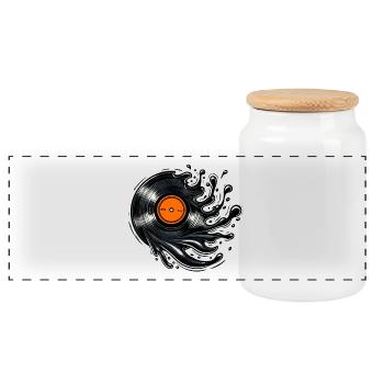 Vinyl Splash – Style de musique rétro - Boîte à biscuits avec couvercle en bois - blanc - Devant