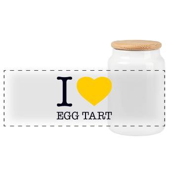 J’ADORE LA TARTE AUX ŒUFS - Boîte à biscuits avec couvercle en bois - blanc - Devant