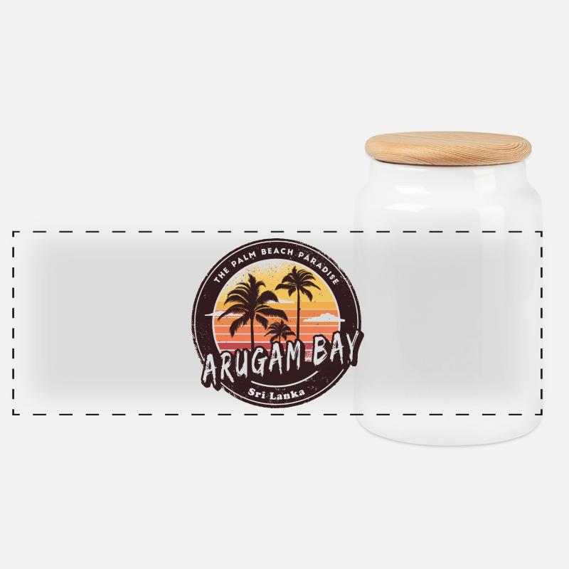 Conception de la plage d’Arugam Bay au Sri Lanka - Boîte à biscuits avec couvercle en bois - blanc