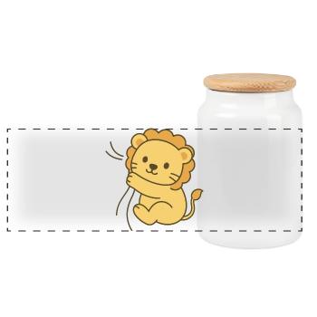 Kuscheliges Löwen-Baby - Snuggle King Cub - Panorama Keksdose mit Holzdeckel - Weiß - Vorne