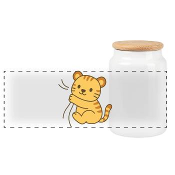 Snuggle Tiger Cub - Kuscheliges Tiger-Baby - Panorama Keksdose mit Holzdeckel - Weiß - Vorne
