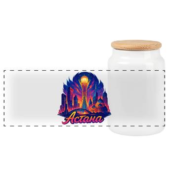 Astana Capital Kazakhstan Cadeau Cool - Boîte à biscuits avec couvercle en bois - blanc - Devant