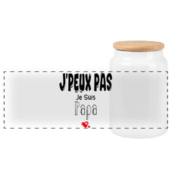 J'Peux Pas Je suis Papa - Boîte à biscuits avec couvercle en bois - blanc - Devant