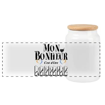 Mon Bonheur C'est d'Etre Marraine - Boîte à biscuits avec couvercle en bois - blanc - Devant