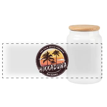 Hikkaduwa Beach Sri Lanka Palmen Design - Panorama Keksdose mit Holzdeckel - Weiß - Vorne