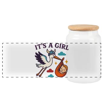 Arrivée de la fille viking - Boîte à biscuits avec couvercle en bois - blanc - Devant