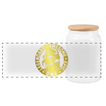 LEGENDARY AWESOME EPIC ONE - Panoramic Cookie Jar with Wooden Lid - white - Front