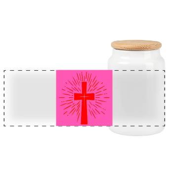 Croix chrétienne de l’église - Foi chrétienne - Boîte à biscuits avec couvercle en bois - blanc - Devant