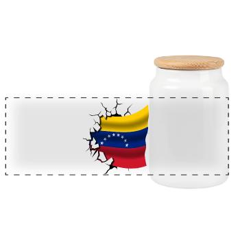 Drapeau du Venezuela - Venezuela - Drapeau cassé - Boîte à biscuits avec couvercle en bois - blanc - Devant
