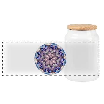 Mandala of Wisdom - Panoramic Cookie Jar with Wooden Lid - white - Front