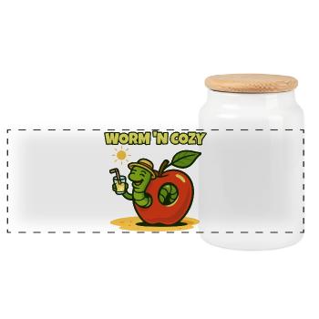 Worm 'N Cozy Sunshine Fruit Lounge - Panorama Keksdose mit Holzdeckel - Weiß - Vorne