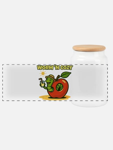 Worm 'N Cozy Sunshine Fruit Lounge - Panorama Keksdose mit Holzdeckel - Weiß