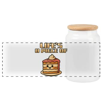 La vie est un jeu d’enfant - Boîte à biscuits avec couvercle en bois - blanc - Devant