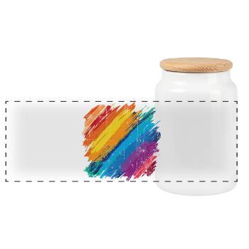 Lebendiges Regenbogen-Pinselstrich-Kunstwerk - Panorama Keksdose mit Holzdeckel - Weiß - Vorne