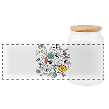 Flower Power - Panorama Keksdose mit Holzdeckel - Weiß - Vorne