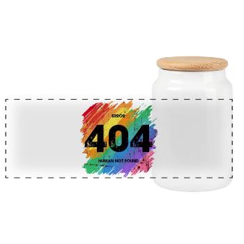 Vibrant Rainbow Error 404 Design - Panoramic Cookie Jar with Wooden Lid - white - Front