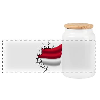Drapeau de l’Indonésie - Indonésie - Drapeau cassé - Boîte à biscuits avec couvercle en bois - blanc - Devant