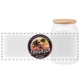 Tangalle Beach Sri Lanka Palmen Design - Panorama Keksdose mit Holzdeckel - Weiß - Vorne