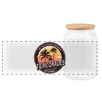 Trincomalee Sri Lanka Vintage Design - Panorama Keksdose mit Holzdeckel - Weiß - Vorne