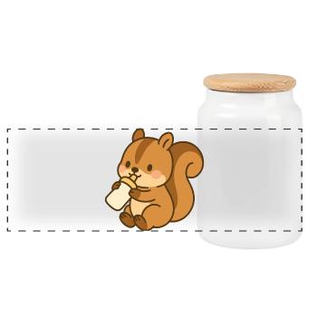 Flask Fluffy Squirrel - Panoramic Cookie Jar with Wooden Lid - white - Front