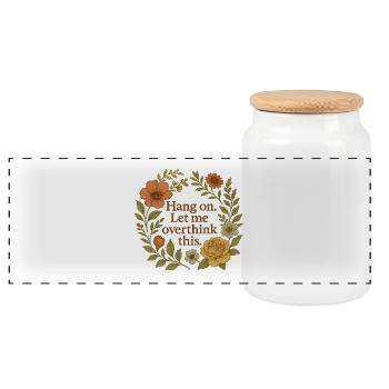 Hang on. Let me overthink this – Floral - Panoramic Cookie Jar with Wooden Lid - white - Front