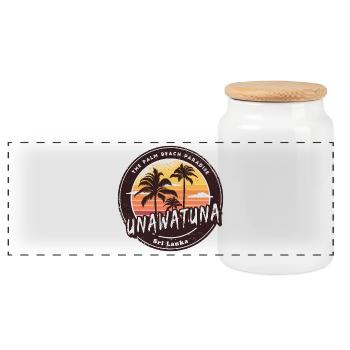 Unawatuna Vintage Design - Panorama Keksdose mit Holzdeckel - Weiß - Vorne