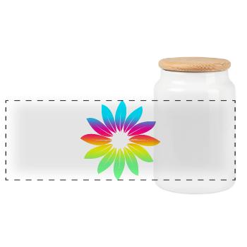 Blume Blätter Regenbogen Farben - Panorama Keksdose mit Holzdeckel - Weiß - Vorne