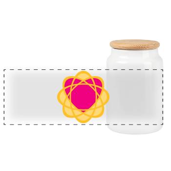 Heart Mandala Yoga Wedding Love Symbol Yellow Pink - Panoramic Cookie Jar with Wooden Lid - white - Front