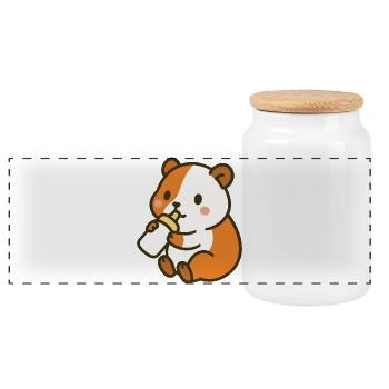 Flask Happiness Guinea Pig - Panoramic Cookie Jar with Wooden Lid - white - Front