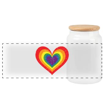 Regenbogen Herz Pride Flagge Farben LGBTQ+ Grunge - Panorama Keksdose mit Holzdeckel - Weiß - Vorne