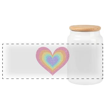 Regenbogen Herz Pastellfarben Pride Monat LGBTQ+ - Panorama Keksdose mit Holzdeckel - Weiß - Vorne