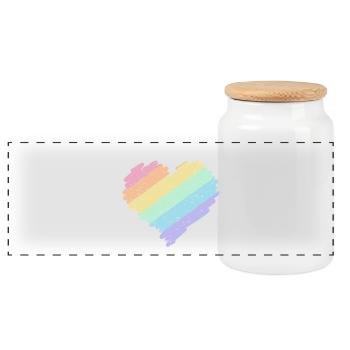 Regenbogen Herz Pastellfarben Pride Monat LGBTQ+ - Panorama Keksdose mit Holzdeckel - Weiß - Vorne
