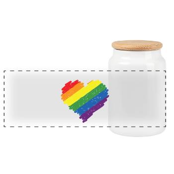 Regenbogen Herz Pride Flagge Farben LGBTQ+ Grunge - Panorama Keksdose mit Holzdeckel - Weiß - Vorne