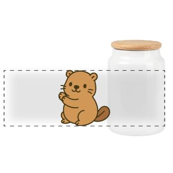 Mignon bébé castor - Boîte à biscuits avec couvercle en bois - blanc - Devant
