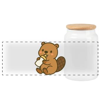 L’heure de la traite avec le bébé castor - Boîte à biscuits avec couvercle en bois - blanc - Devant