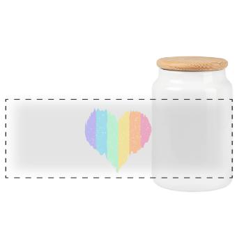 Regenbogen Herz Pastellfarben Pride Monat LGBTQ+ - Panorama Keksdose mit Holzdeckel - Weiß - Vorne